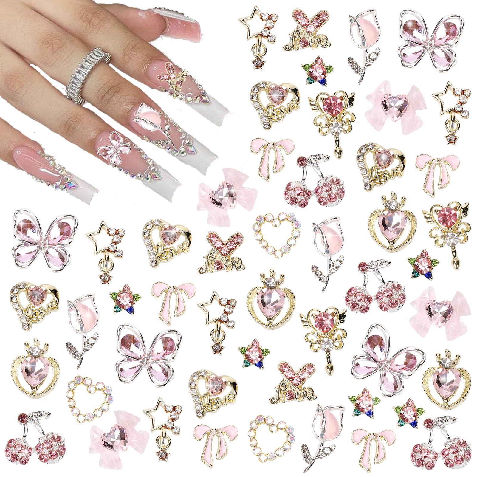 MAYCREATE® 24PCS Nail Charms Y2k Alloy Nail Art Rhinestone Charms MAYCREATE® 24PCS Nail Charms Y2k Alloy Nail Art Rhinestone Charms